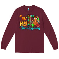 Burgundy my first thanksgiving with turkey Long Sleeve Tee - AdoDesignShop