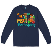 Navy my first thanksgiving with turkey Long Sleeve Tee - AdoDesignShop