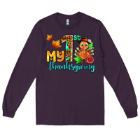 Plum my first thanksgiving with turkey Long Sleeve Tee - AdoDesignShop