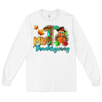 White my first thanksgiving with turkey Long Sleeve Tee - AdoDesignShop