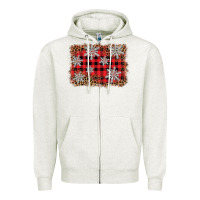 Oatmeal Heather snowflake background Zipper Hoodie - BarkalooDesign
