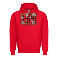 Red snowflake background Zipper Hoodie - BarkalooDesign