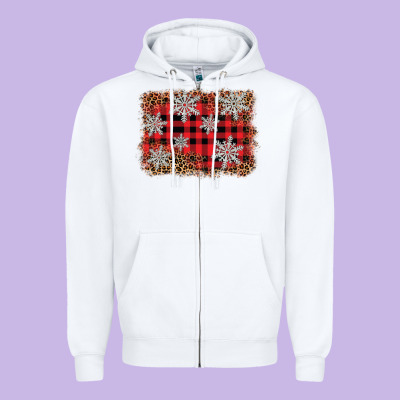 Snowflake Background Zipper Hoodie Designed By Barkaloodesign