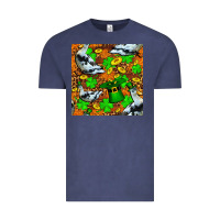 Vintage Denim St patricks  duck with leprechaun hat  seamless Vintage Tee - FaDigitalArtStudio