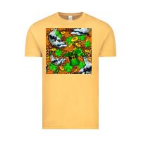 Vintage Mustard St patricks  duck with leprechaun hat  seamless Vintage Tee - FaDigitalArtStudio
