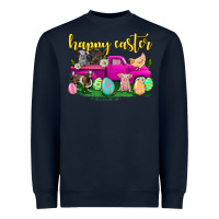 Navy happy easter truck with farm animal Heavyweight Sweatshirt - Neo Western