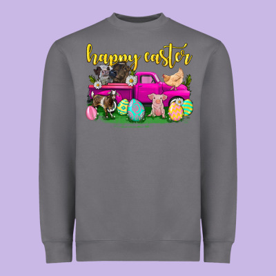 Happy Easter Truck With Farm Animal Heavyweight Sweatshirt Designed By Neo Western