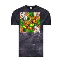 Cloud Black St patricks  goat family with balloons seamless Vintage Tee - FaDigitalArtStudio