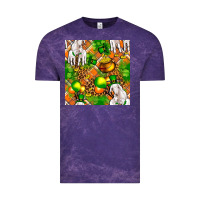 Cloud Purple St patricks  goat family with balloons seamless Vintage Tee - FaDigitalArtStudio