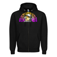 Black doge coin hodl on we're going to the moon retro sunset Zipper Hoodie - Jasminsmagicworld