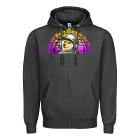 Charcoal Heather doge coin hodl on we're going to the moon retro sunset Zipper Hoodie - Jasminsmagicworld