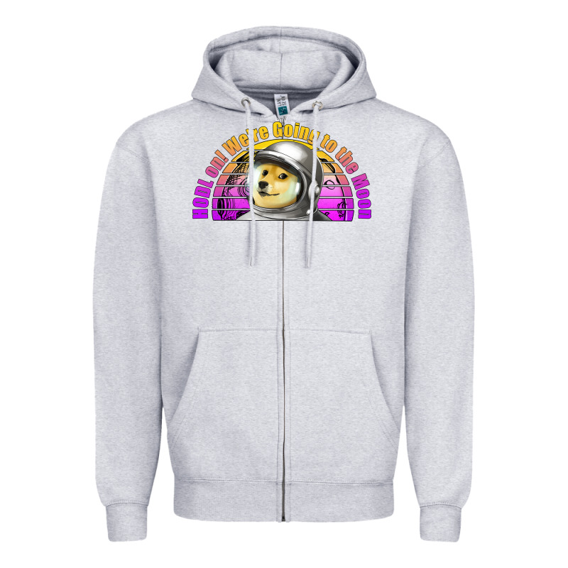 Doge Coin Hodl On We're Going To The Moon Retro Sunset Zipper Hoodie by Jasminsmagicworld | Teevron