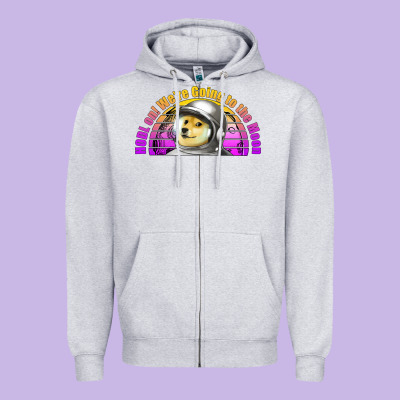 Doge Coin Hodl On We're Going To The Moon Retro Sunset Zipper Hoodie Designed By Jasminsmagicworld