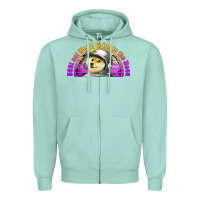 Seafoam doge coin hodl on we're going to the moon retro sunset Zipper Hoodie - Jasminsmagicworld