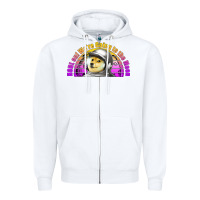 White doge coin hodl on we're going to the moon retro sunset Zipper Hoodie - Jasminsmagicworld
