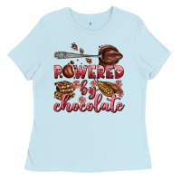 Baby Blue powered by chocolate Ladies Tee - AdoDesignShop