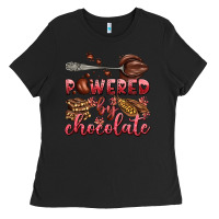 Black powered by chocolate Ladies Tee - AdoDesignShop