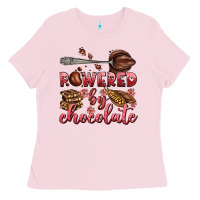 Bubblegum Pink powered by chocolate Ladies Tee - AdoDesignShop