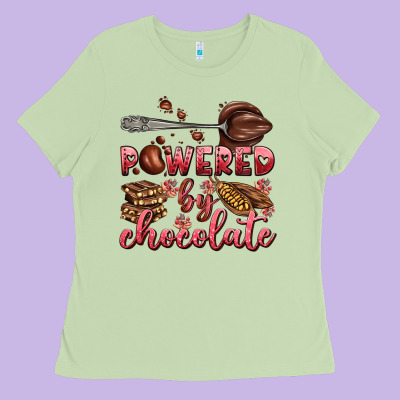 Powered By Chocolate Ladies Tee Designed By Adodesignshop