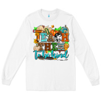 White teach them to be kind with pumpkins and fall Long Sleeve Tee - AdoDesignShop
