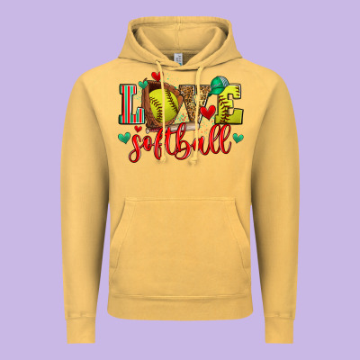 Love Softball Vintage Hoodie Designed By Zillion Design Studio
