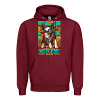 Burgundy western pig garden Zipper Hoodie - LillyAllenDesigns