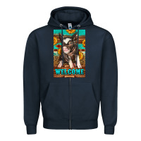 Navy western pig garden Zipper Hoodie - LillyAllenDesigns