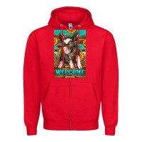 Red western pig garden Zipper Hoodie - LillyAllenDesigns