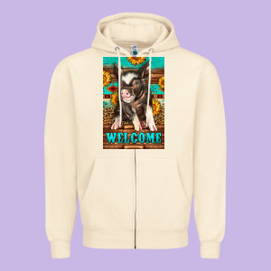 Western Pig Garden Zipper Hoodie Designed By Lillyallendesigns