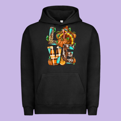 Love Turkey Thanksgiving Urban Hoodie Designed By Texasbilliewilder