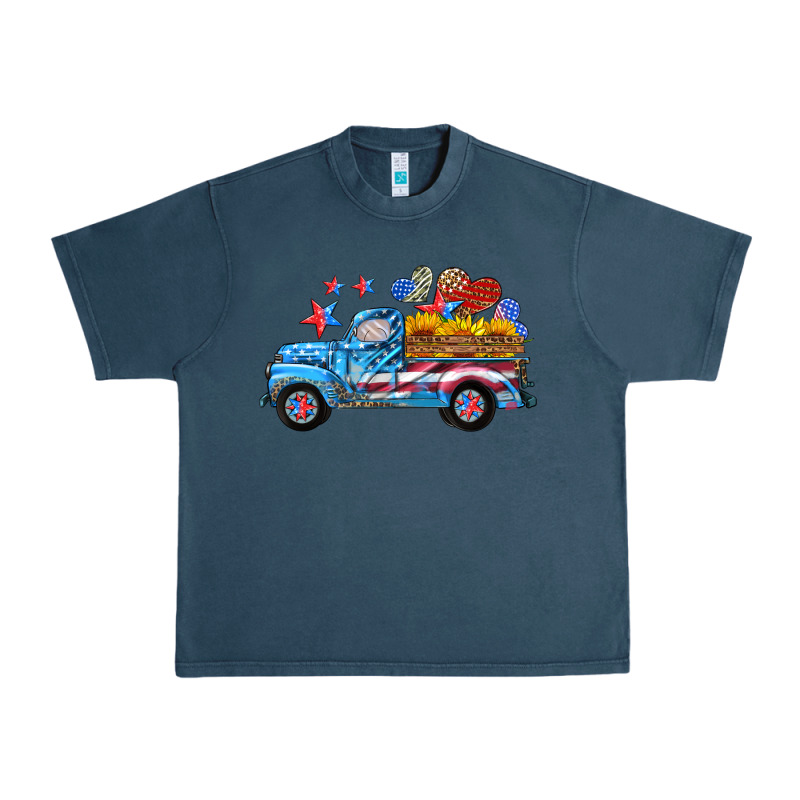 American Truck And Flag With Stars Urban Heavy Tee by HRA Design Shop | Teevron