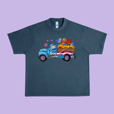 American Truck And Flag With Stars Urban Heavy Tee Designed By Hra Design Shop