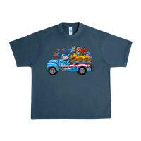 Midnight Navy american truck and flag with stars Urban Heavy Tee - HRA Design Shop