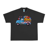Pigment Black american truck and flag with stars Urban Heavy Tee - HRA Design Shop