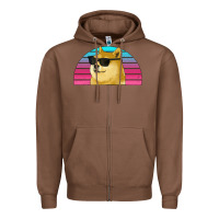 Chestnut doge coin bitcoin hodl retro sunset Zipper Hoodie - Jasminsmagicworld