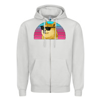 Dove Grey doge coin bitcoin hodl retro sunset Zipper Hoodie - Jasminsmagicworld
