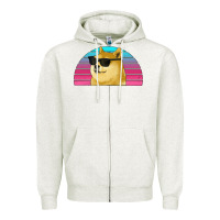 Oatmeal Heather doge coin bitcoin hodl retro sunset Zipper Hoodie - Jasminsmagicworld