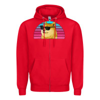 Red doge coin bitcoin hodl retro sunset Zipper Hoodie - Jasminsmagicworld