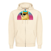 Sandshell doge coin bitcoin hodl retro sunset Zipper Hoodie - Jasminsmagicworld