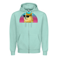 Seafoam doge coin bitcoin hodl retro sunset Zipper Hoodie - Jasminsmagicworld