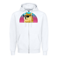 White doge coin bitcoin hodl retro sunset Zipper Hoodie - Jasminsmagicworld