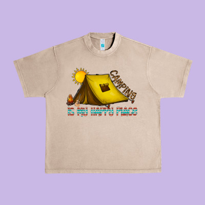 Camping Is My Happy Place Urban Heavy Tee Designed By Cowhidedigitalart
