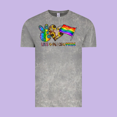 Peace Love Pride Vintage Tee Designed By Cowhidedigitalart