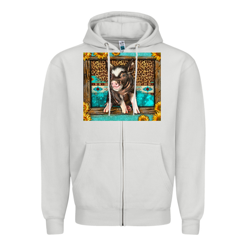 Western Cute Pig Zipper Hoodie by LillyAllenDesigns | Teevron