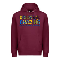 Burgundy down right amazing down syndrome awareness Premium Hoodie - Artiststas