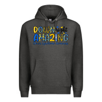 Charcoal Heather down right amazing down syndrome awareness Premium Hoodie - Artiststas