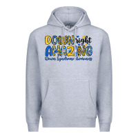 Heather Grey down right amazing down syndrome awareness Premium Hoodie - Artiststas