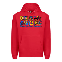 Red down right amazing down syndrome awareness Premium Hoodie - Artiststas