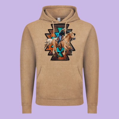 Cowgirl With Aztec Vintage Hoodie Designed By Ranaportraitstore