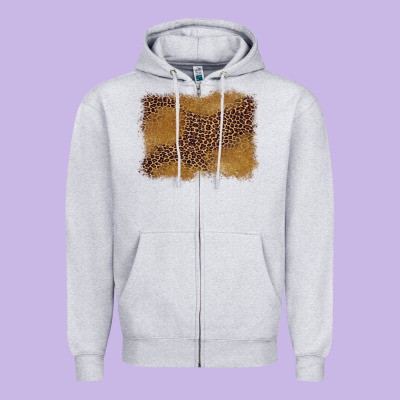 Leopard Background Zipper Hoodie Designed By Barkaloodesign